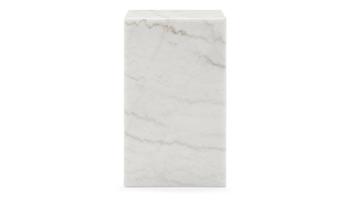 Plinth - Plinth Side Table, White Marble