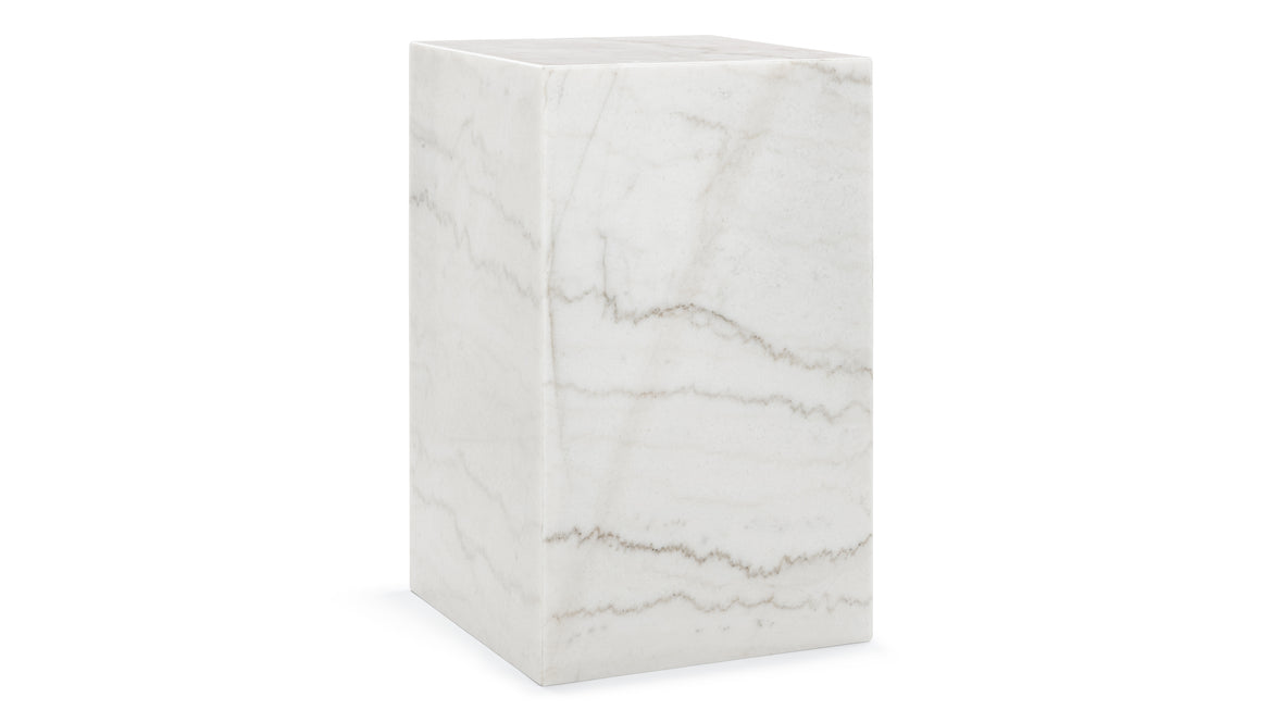 Plinth - Plinth Side Table, White Marble