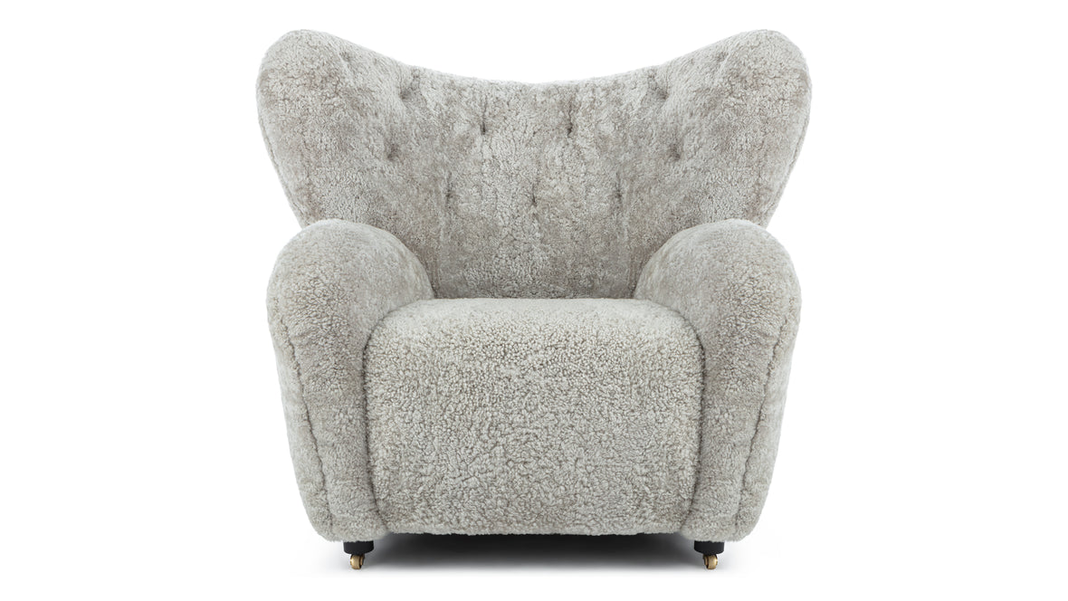 Tired Man - Tired Man Lounge Chair, Soft Gray Luxe Sheepskin