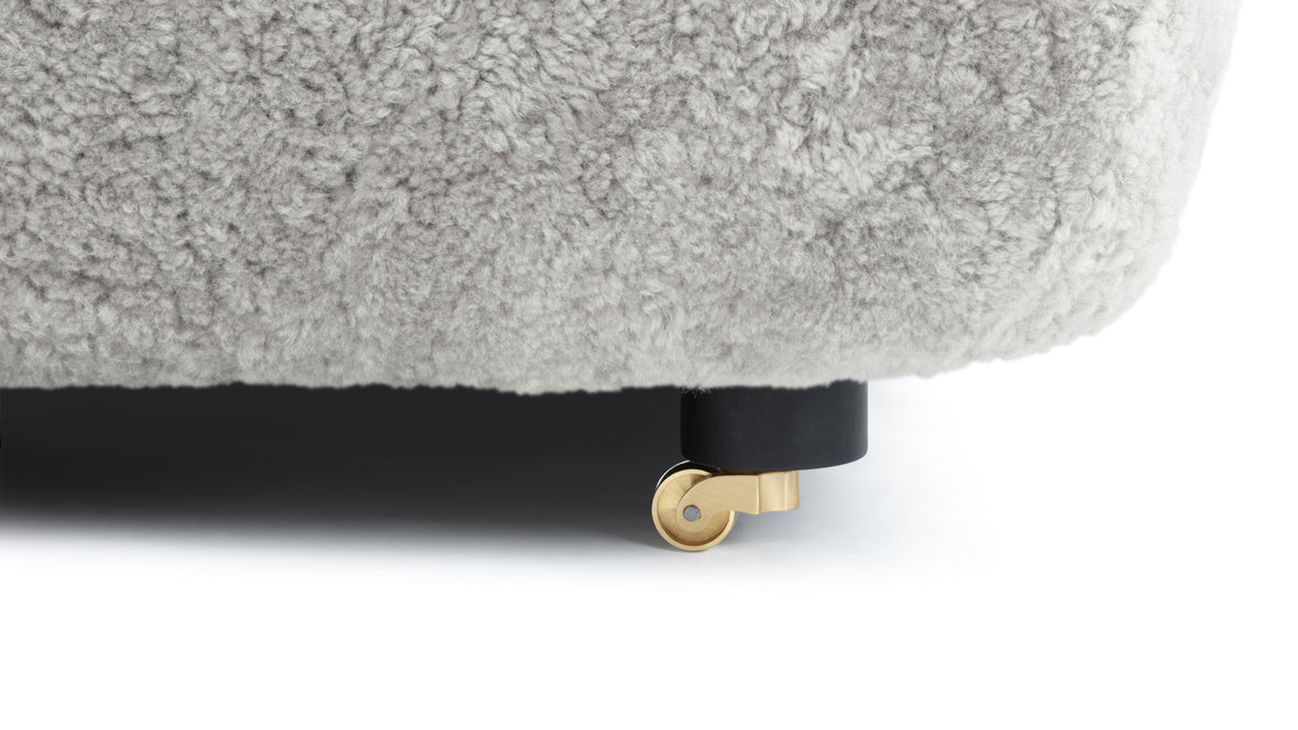 Tired Man - Tired Man Ottoman, Soft Gray Luxe Sheepskin