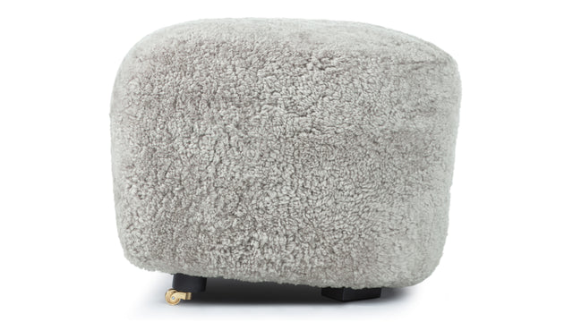 Tired Man - Tired Man Ottoman, Soft Gray Luxe Sheepskin