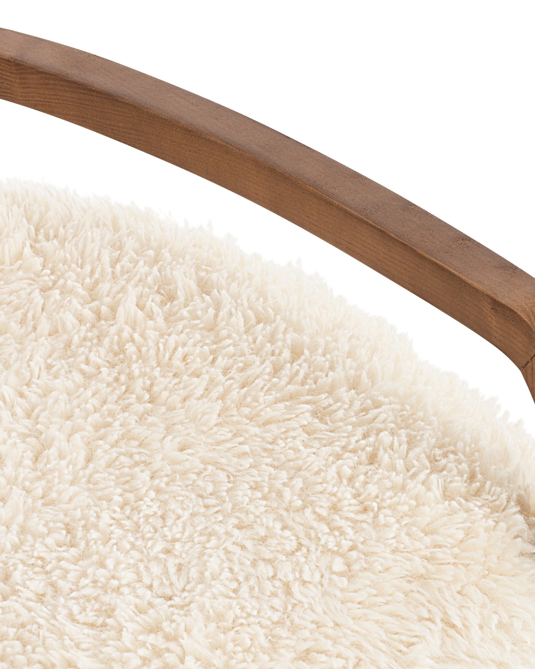 Cabana Chair, White Long Hair Sherpa and Walnut – Interior Icons