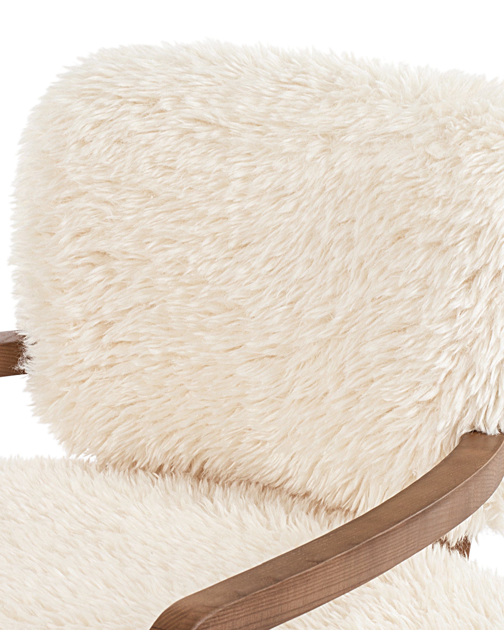 Cabana Chair, White Long Hair Sherpa and Walnut – Interior Icons