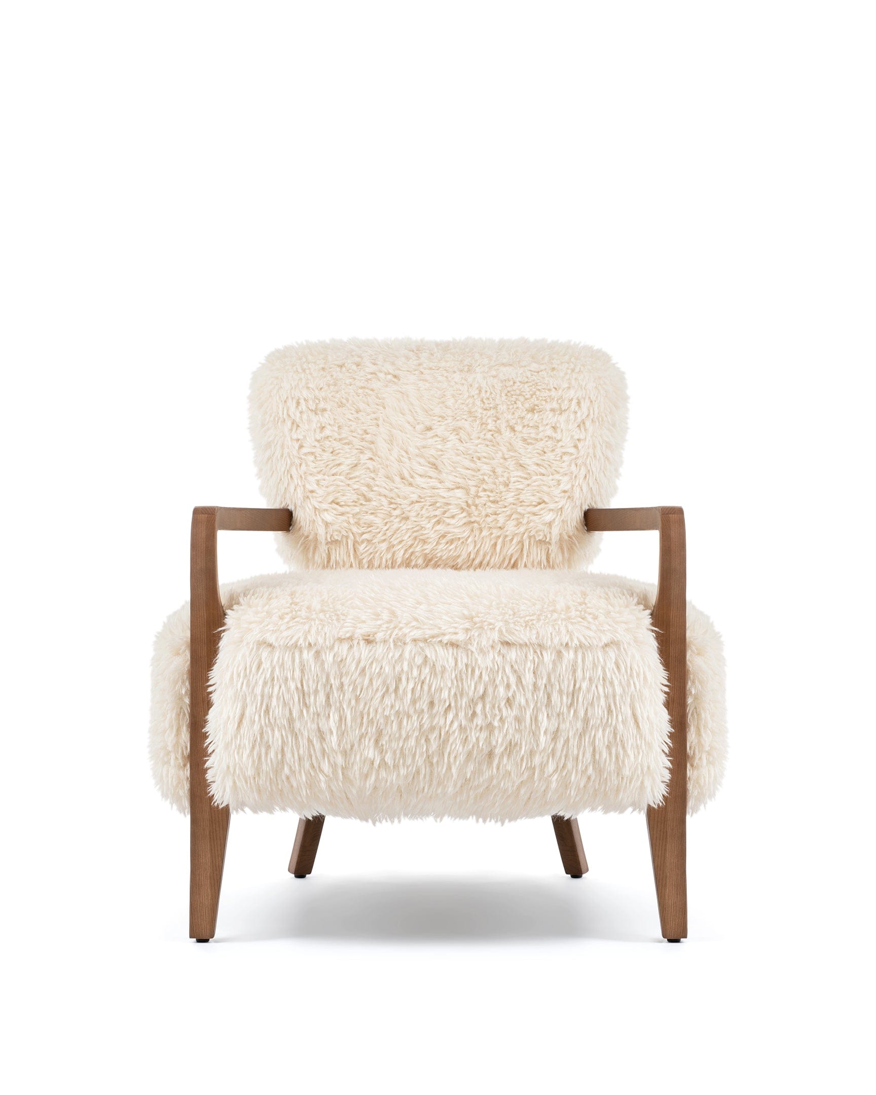 Cabana Chair, White Long Hair Sherpa and Walnut – Interior Icons