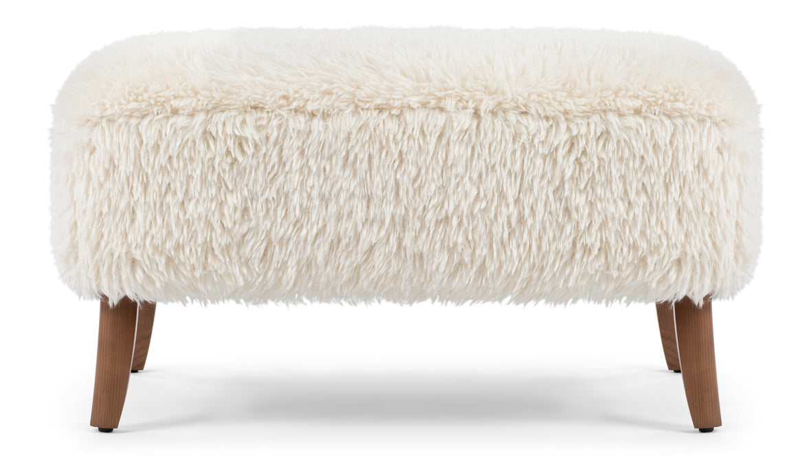 Yeti - Yeti Cabana Ottoman, White Long Hair Sherpa and Walnut