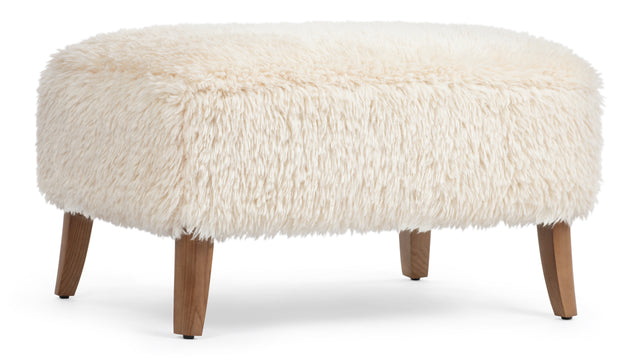 Yeti - Yeti Cabana Ottoman, White Long Hair Sherpa and Walnut