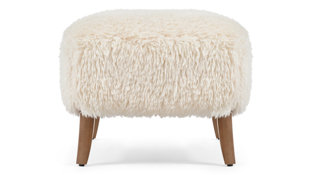 Yeti - Yeti Cabana Ottoman, White Long Hair Sherpa and Walnut