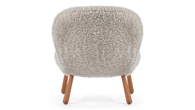 Clam - Clam Chair, Soft Gray Luxe Sheepskin