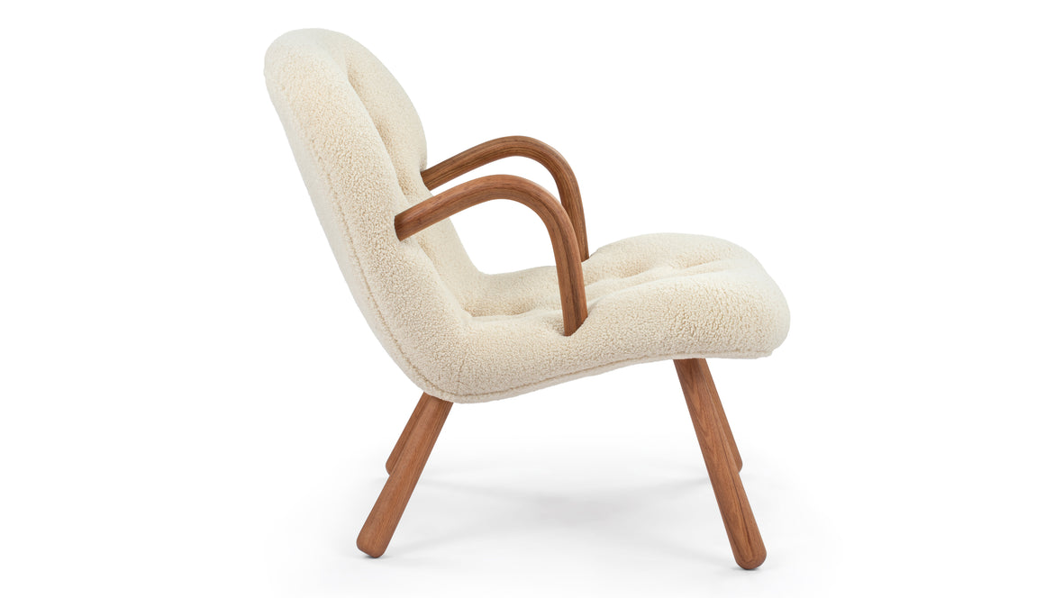 Clam - Clam Chair, White Short Hair Sherpa