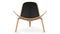 Shell - Shell Lounge Chair, Deep Black Vegan Leather and Oak