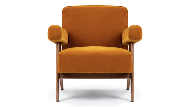 Jeanneret - Jeanneret Lounge Chair, Orange Luxe Velvet