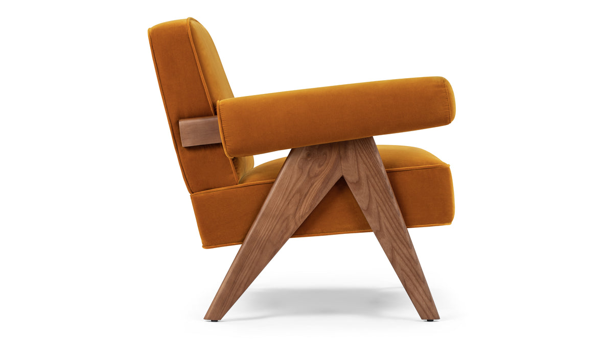 Jeanneret - Jeanneret Lounge Chair, Orange Luxe Velvet