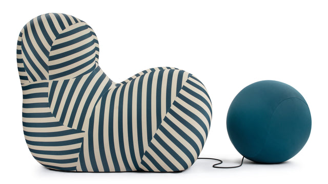 Mamma - Mamma Chair and Ottoman, Teal Stripe with Teal Ball