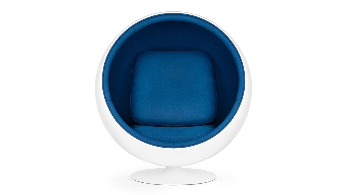 Ball - Ball Chair, Indigo Blue Wool and White