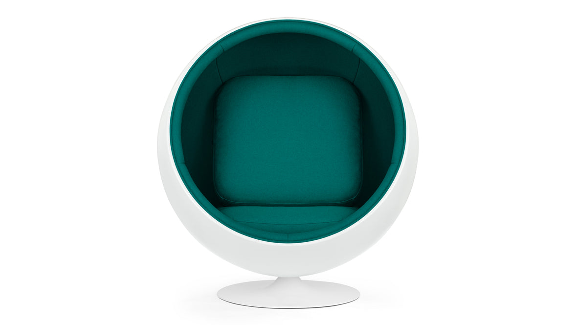 Ball - Ball Chair, Deep Sea Green Wool and White