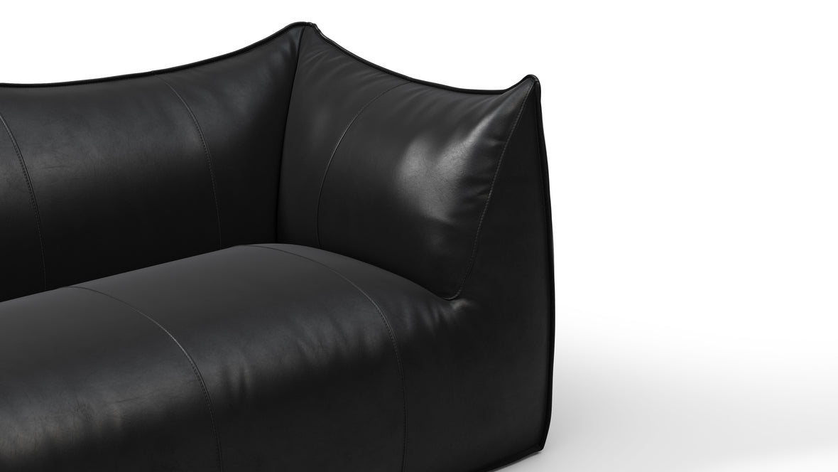 Leandro - Leandro Two Seater Sofa, Midnight Black Premium Leather