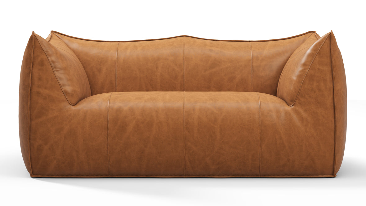 Leandro - Leandro Two Seater Sofa, Distressed Brown Premium Leather