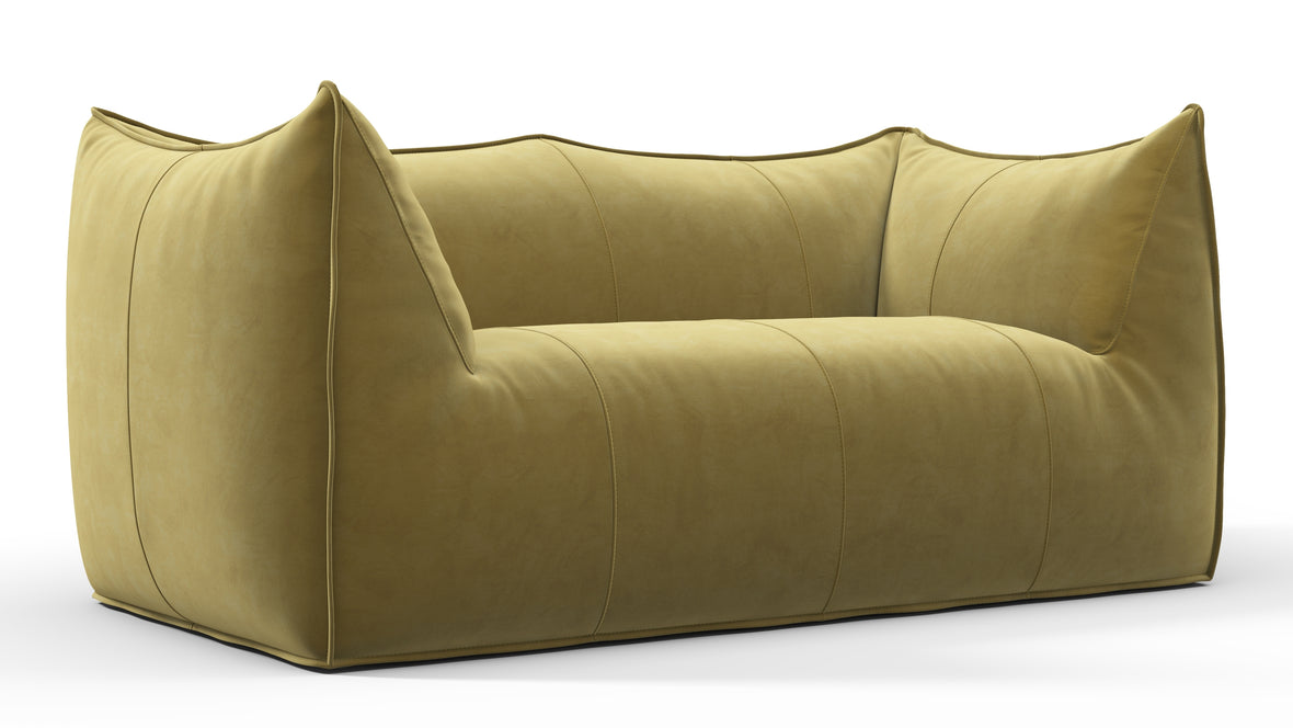 Leandro - Leandro Two Seater Sofa, Olive Gold Velvet