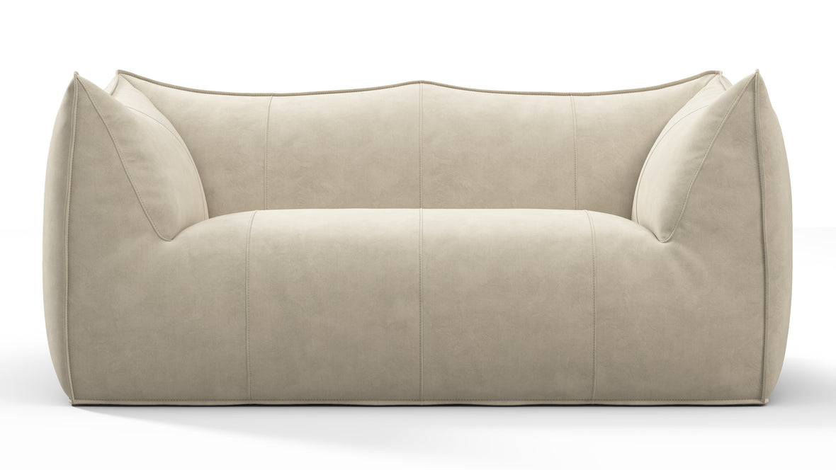 Leandro - Leandro Two Seater Sofa, Eggshell Vegan Suede