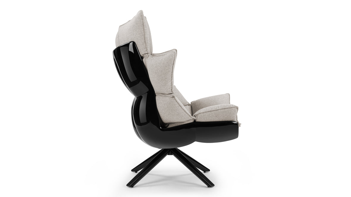 Buccia - Buccia High Back Lounge Chair, Wheat Gray Cashmere Wool