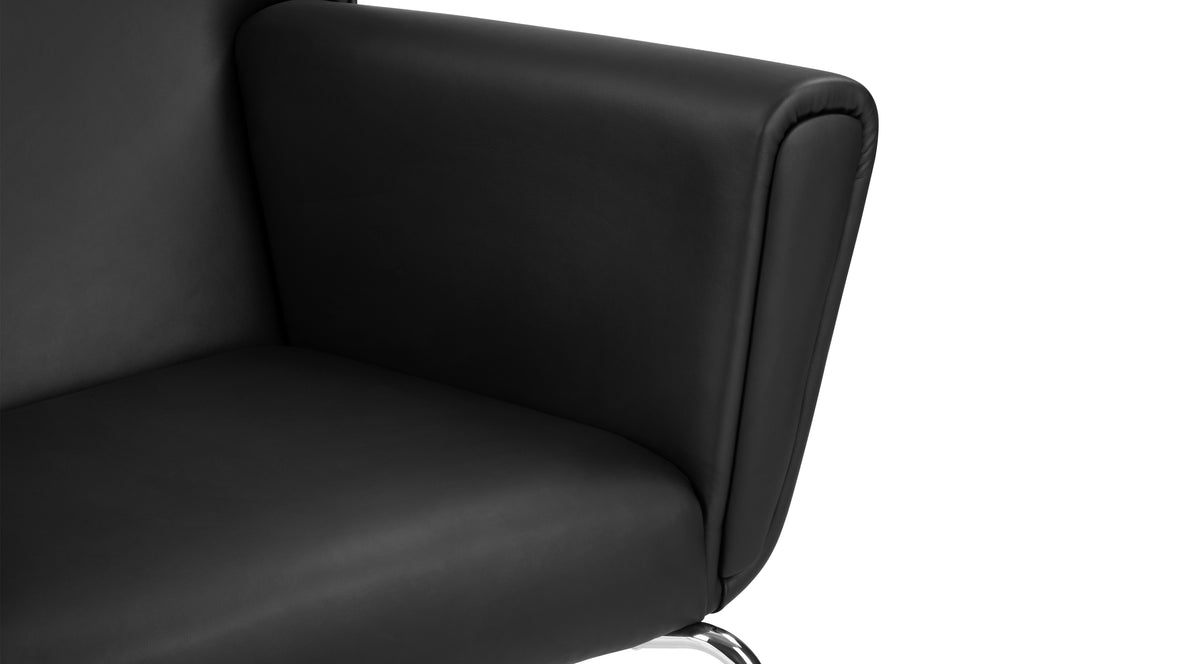 CH445 - CH445 Wing Chair, Black Premium Leather