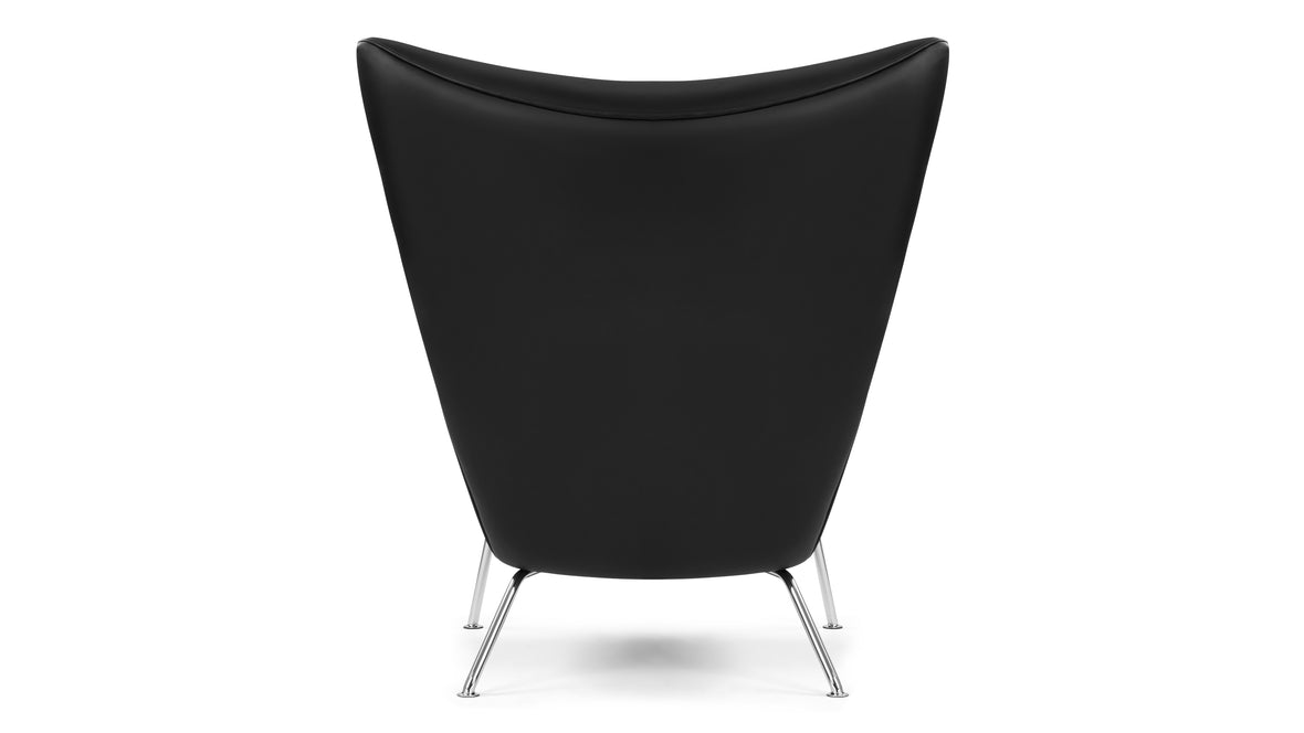 CH445 - CH445 Wing Chair, Black Premium Leather