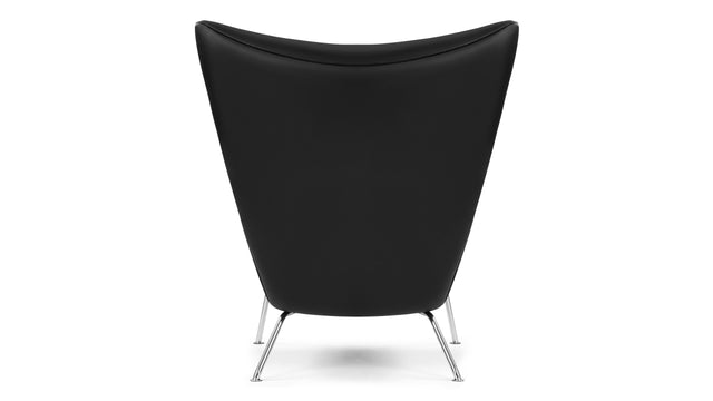 CH445 - CH445 Wing Chair, Black Premium Leather