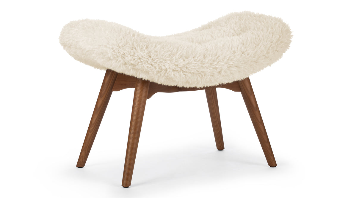 Silhouette - Silhouette Ottoman, White Long Hair Sherpa