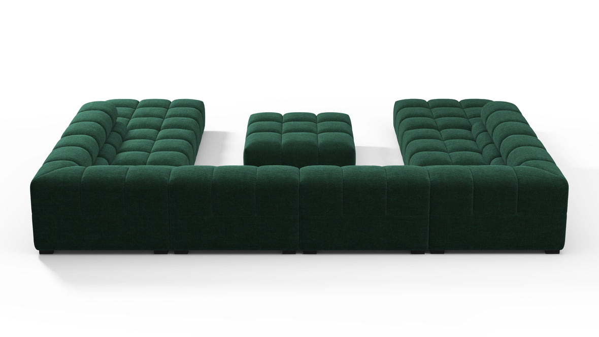 Tufted - Tufted Sectional, U Shape, Forest Green Chenille