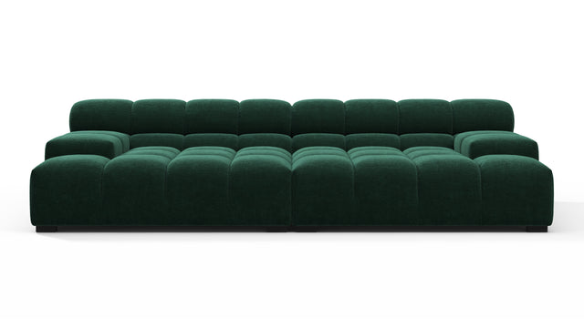 Tufted - Tufted Sectional, Extra Deep Sofa, Forest Green Chenille