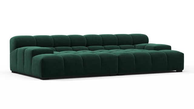 Tufted - Tufted Sectional, Extra Deep Sofa, Forest Green Chenille