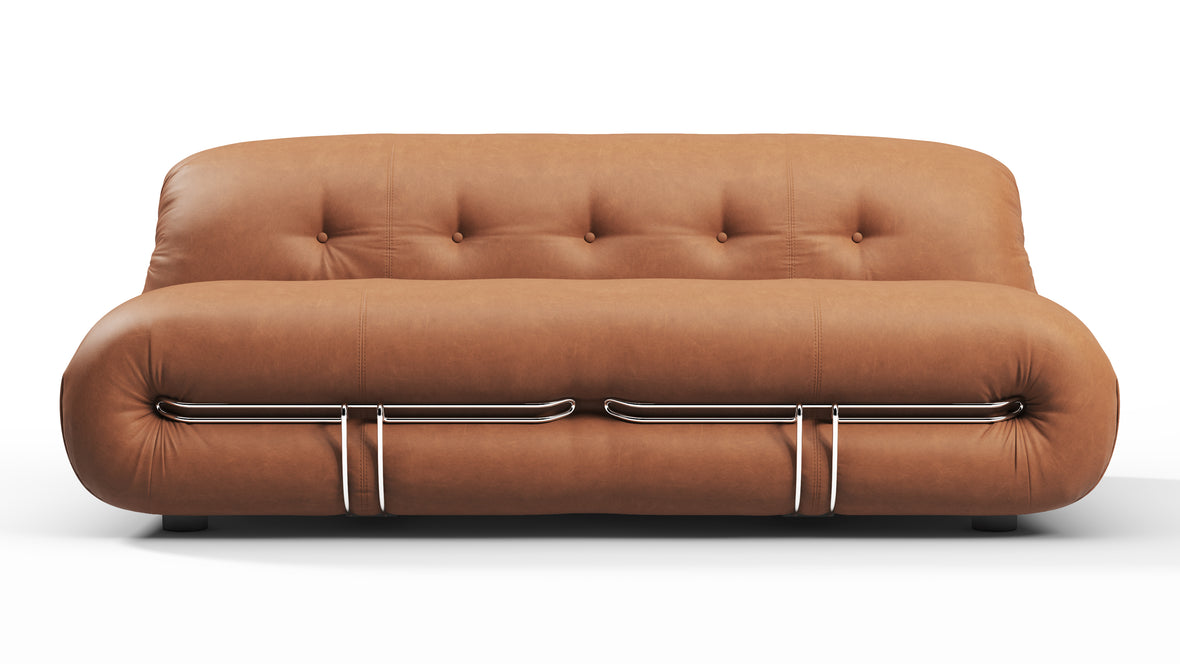 Soriana - Soriana Two Seater Sofa, Chestnut Vegan Leather