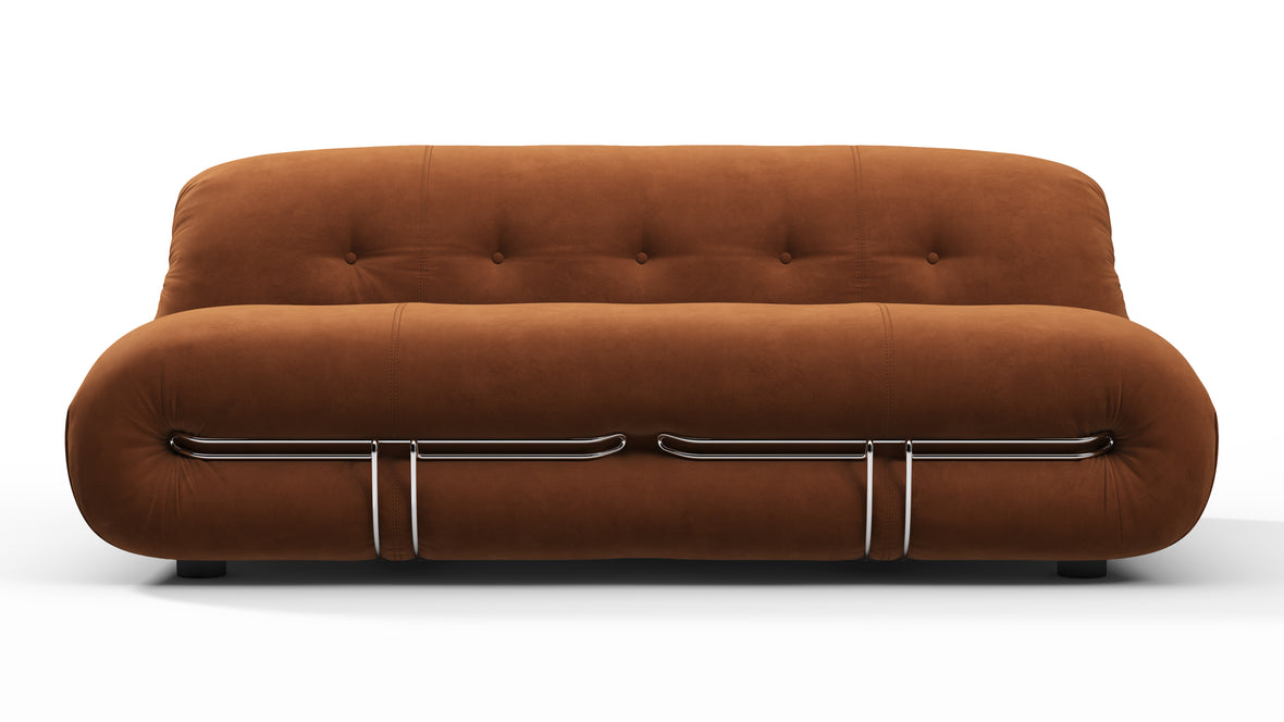 Soriana - Soriana Two Seater Sofa, Burnt Orange Vegan Suede