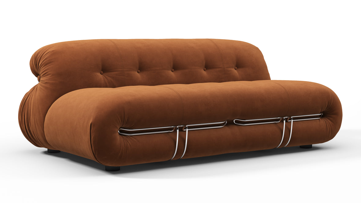 Soriana - Soriana Two Seater Sofa, Burnt Orange Vegan Suede