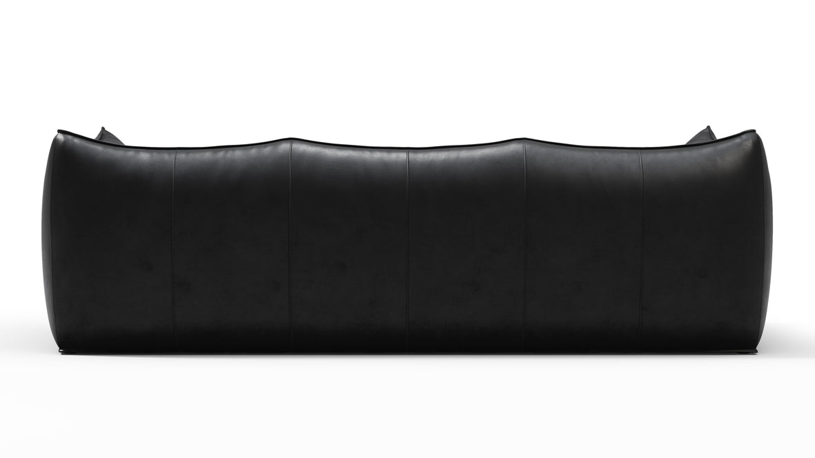 Leandro - Leandro Three Seater Sofa, Midnight Black Premium Leather