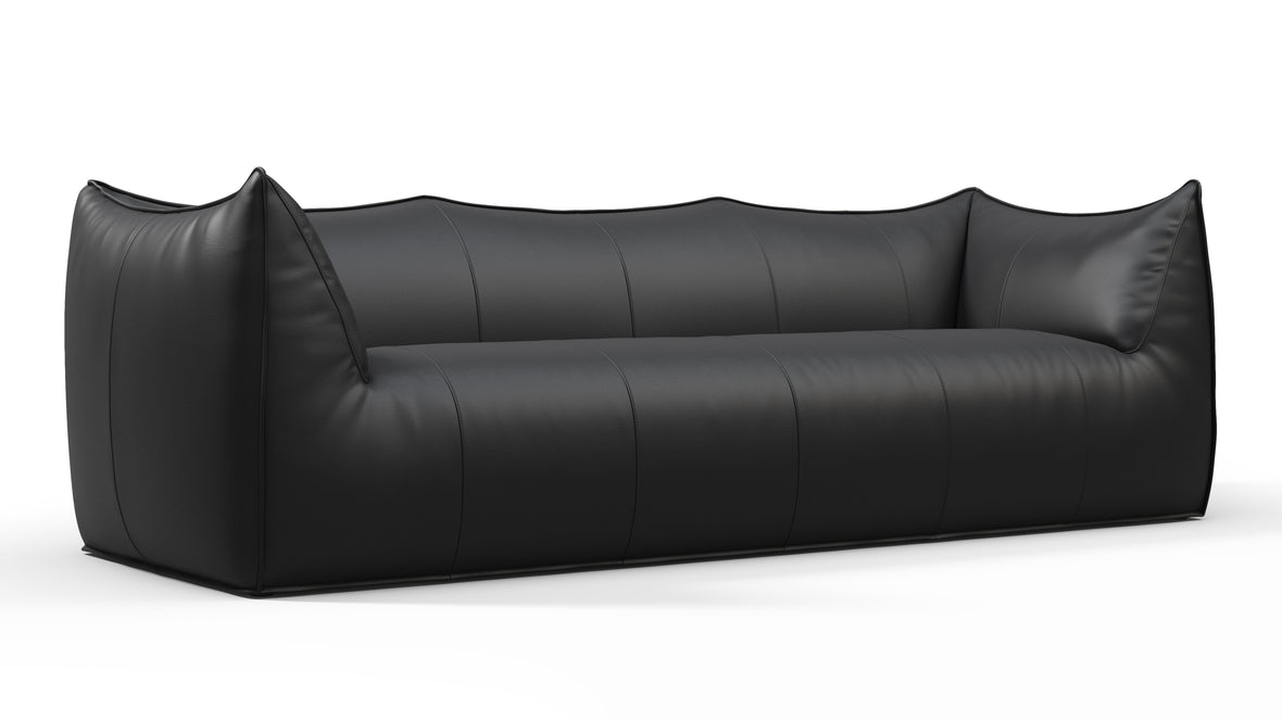 Leandro - Leandro Three Seater Sofa, Vintage Black Vegan Leather