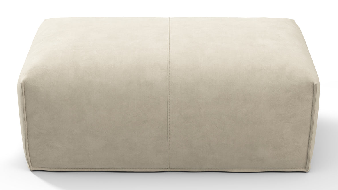 Leandro - Leandro Ottoman, Eggshell Vegan Suede