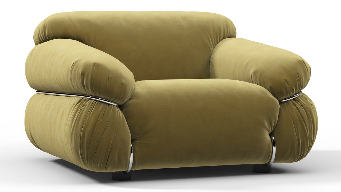 Sesann - Sesann Lounge Chair, Olive Gold Velvet