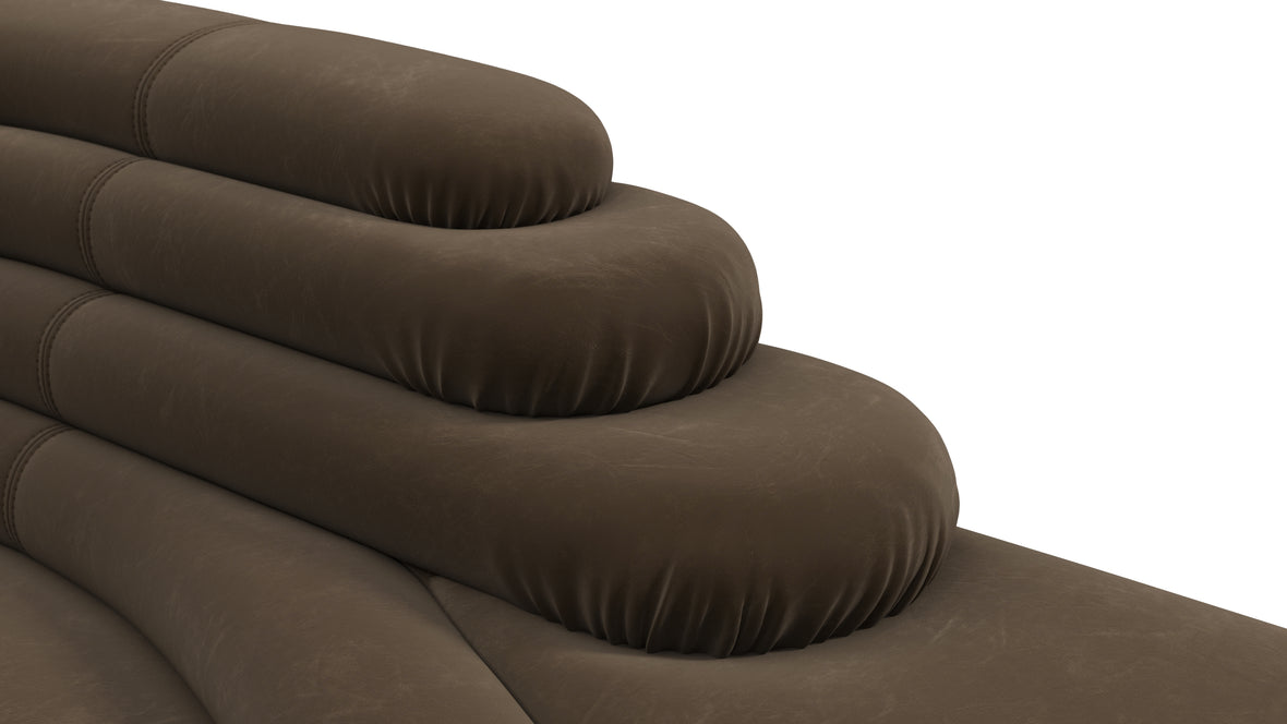 Terrazza - Terrazza Sofa, Left Arm, Distressed Brown Vegan Leather