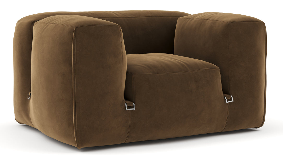 Le Mura - Le Mura Lounge Armchair, Brown Vegan Suede