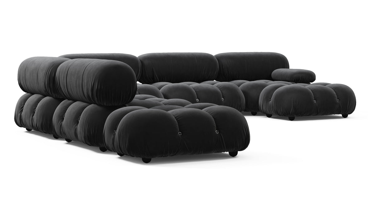 Belia - Belia Large Sectional, Left Corner, Black Velvet