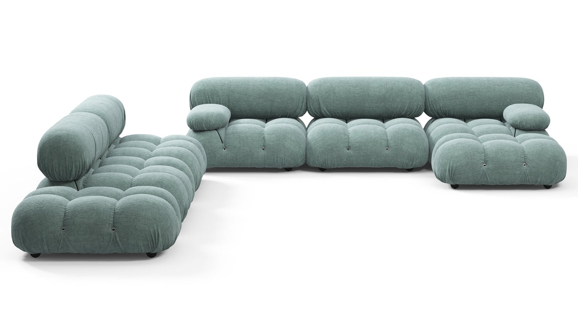 Belia - Belia Large Sectional, Left Corner, Cerulean Chenille