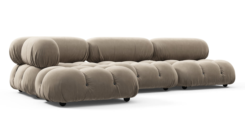 Belia Sectional, Left Chaise, Greige Velvet | Interior Icons