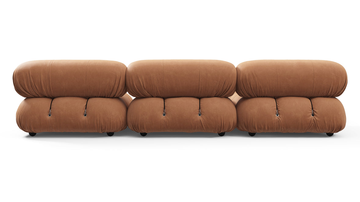 Belia - Belia Sectional, Left Chaise, Tan Vegan Leather