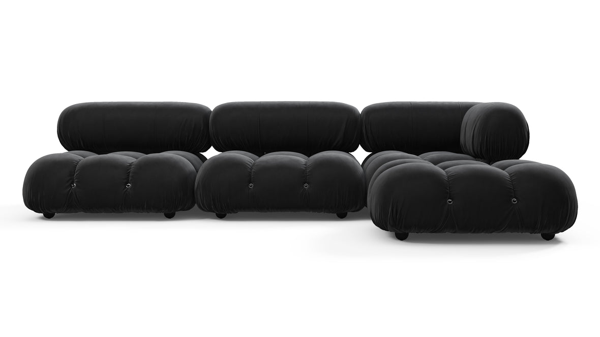 Belia - Belia Sectional, Right Chaise, Black Velvet