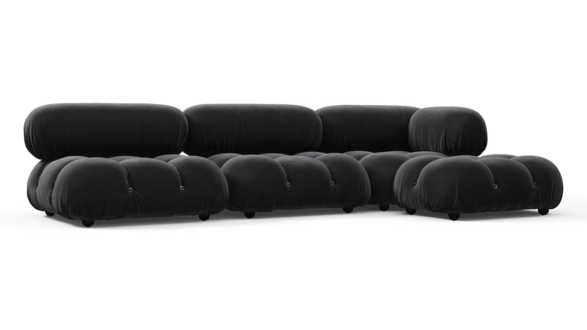 Belia - Belia Sectional, Right Chaise, Black Velvet