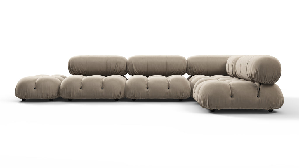 Belia Sectional, Right Corner, Greige Velvet | Interior Icons