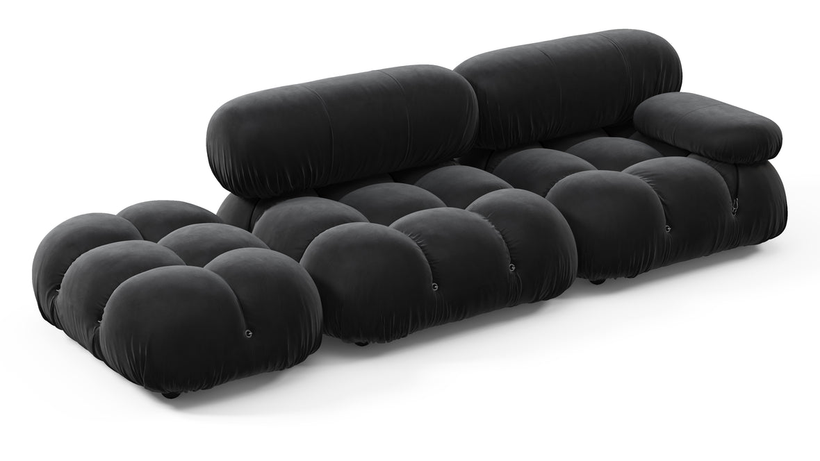 Belia - Belia Open End Sofa, Left, Black Velvet