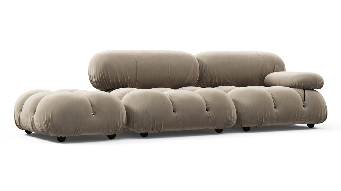 Belia - Belia Open End Sofa, Left, Greige Velvet