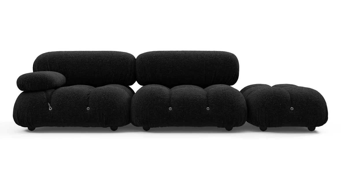 Belia - Belia Open End Sofa, Right, Black Boucle